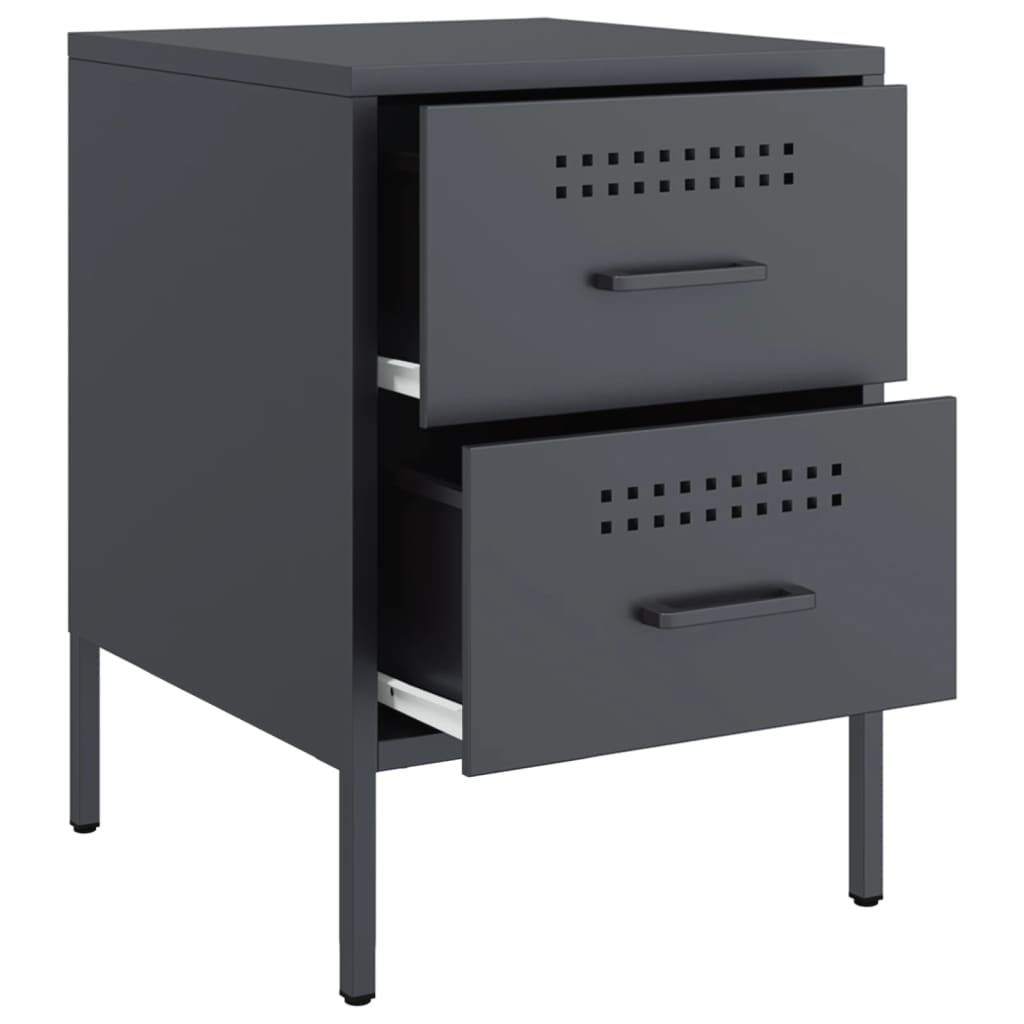 Bedside tables 2 pcs. Anthracite 36x39x50.5 cm steel