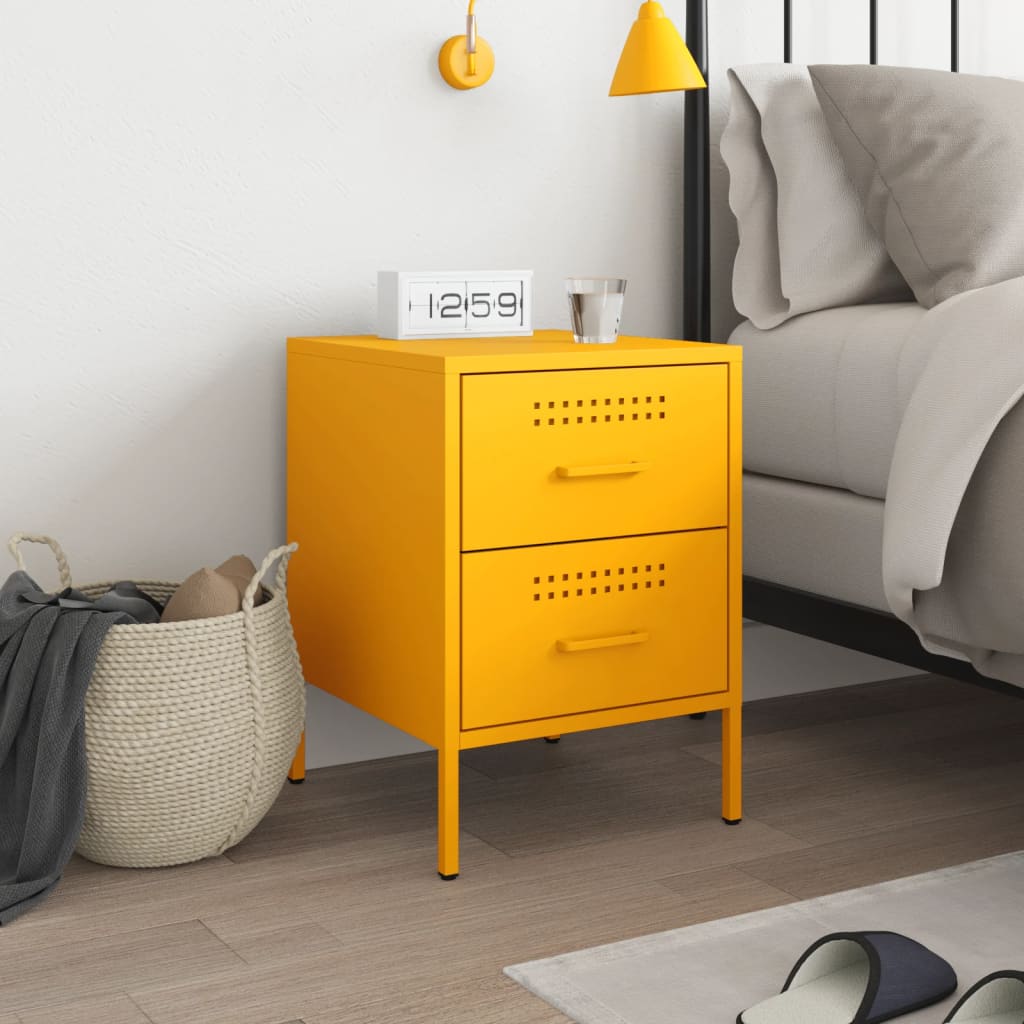 Bedside table mustard yellow 36x39x50.5 cm steel