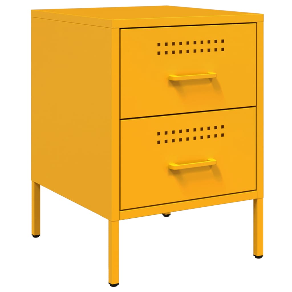 Tables de chevet 2 pcs. Jaune moutarde 36x39x50,5 cm en acier