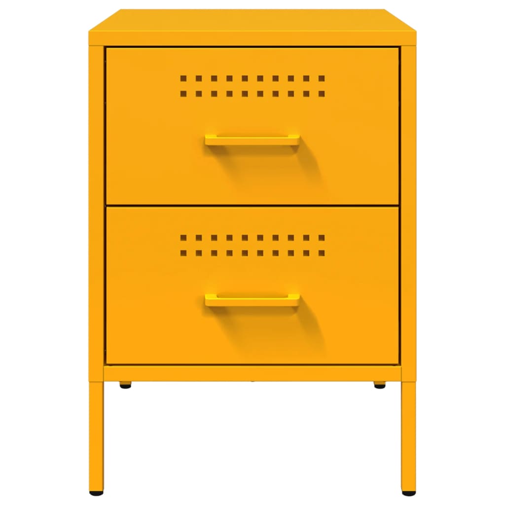 Tables de chevet 2 pcs. Jaune moutarde 36x39x50,5 cm en acier