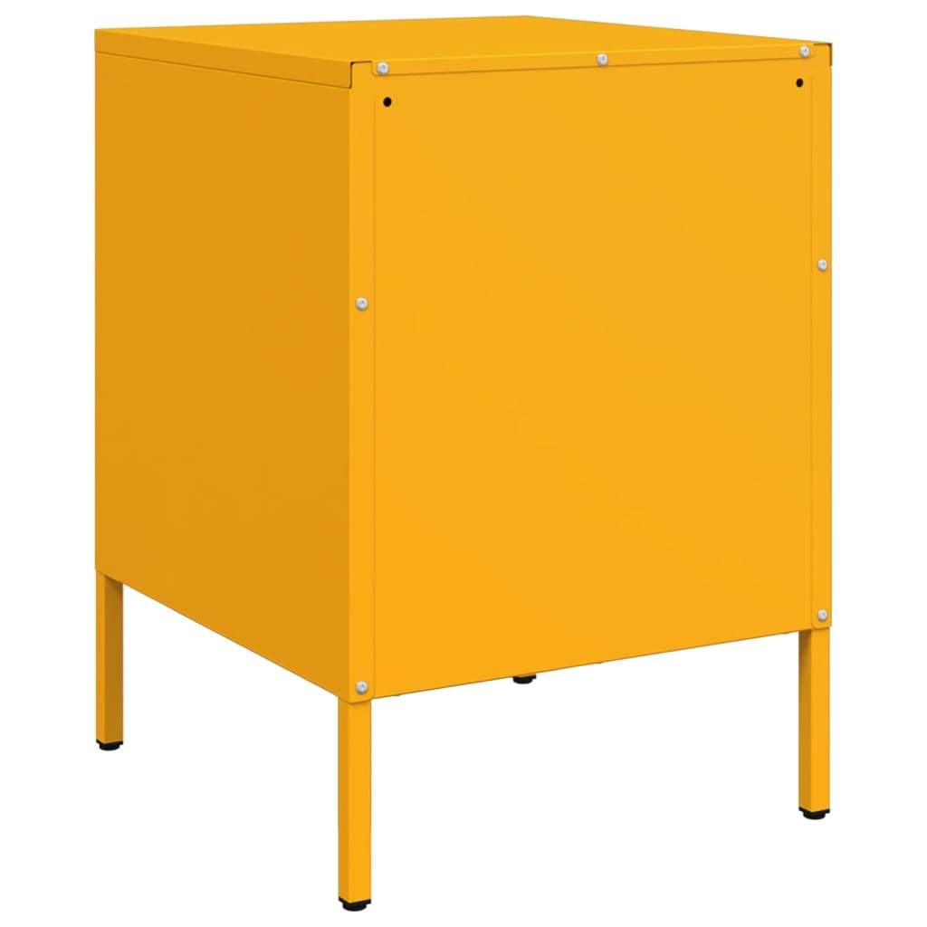 Tables de chevet 2 pcs. Jaune moutarde 36x39x50,5 cm en acier