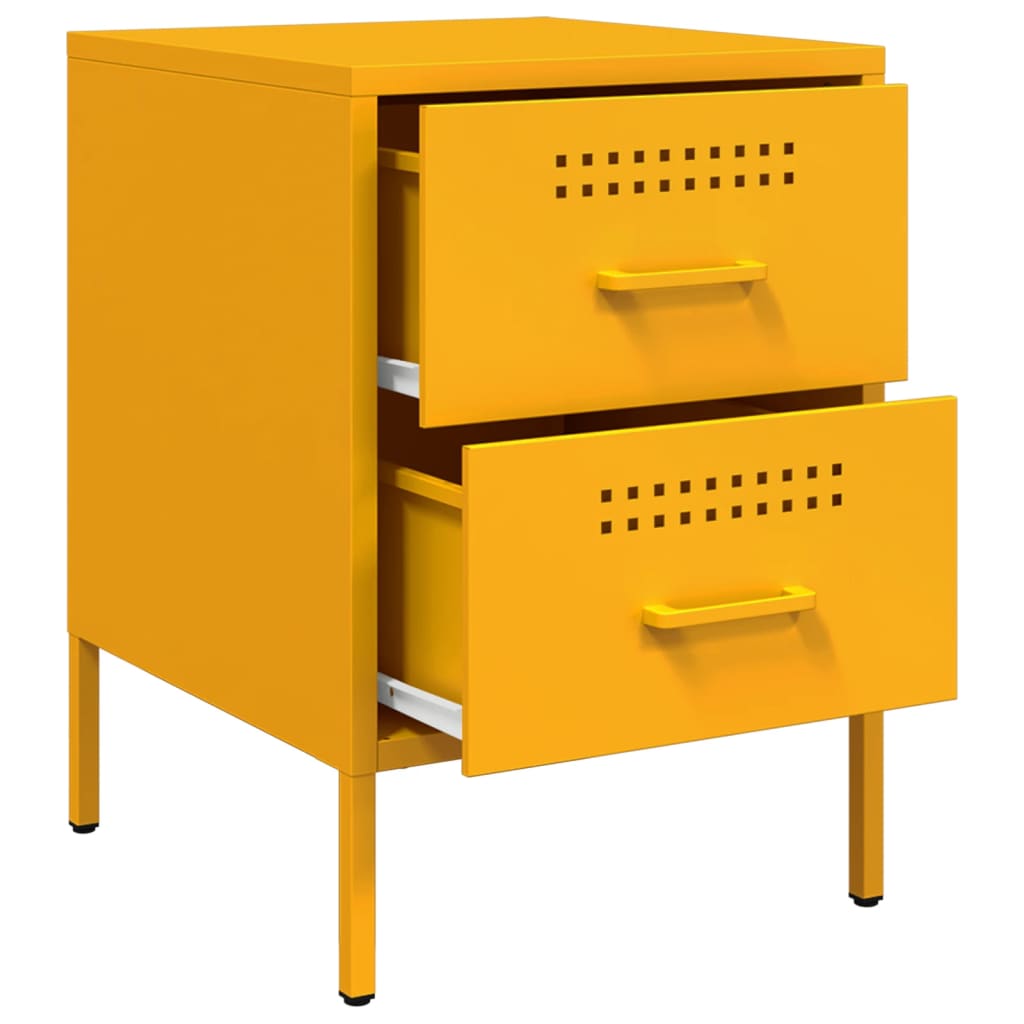 Tables de chevet 2 pcs. Jaune moutarde 36x39x50,5 cm en acier