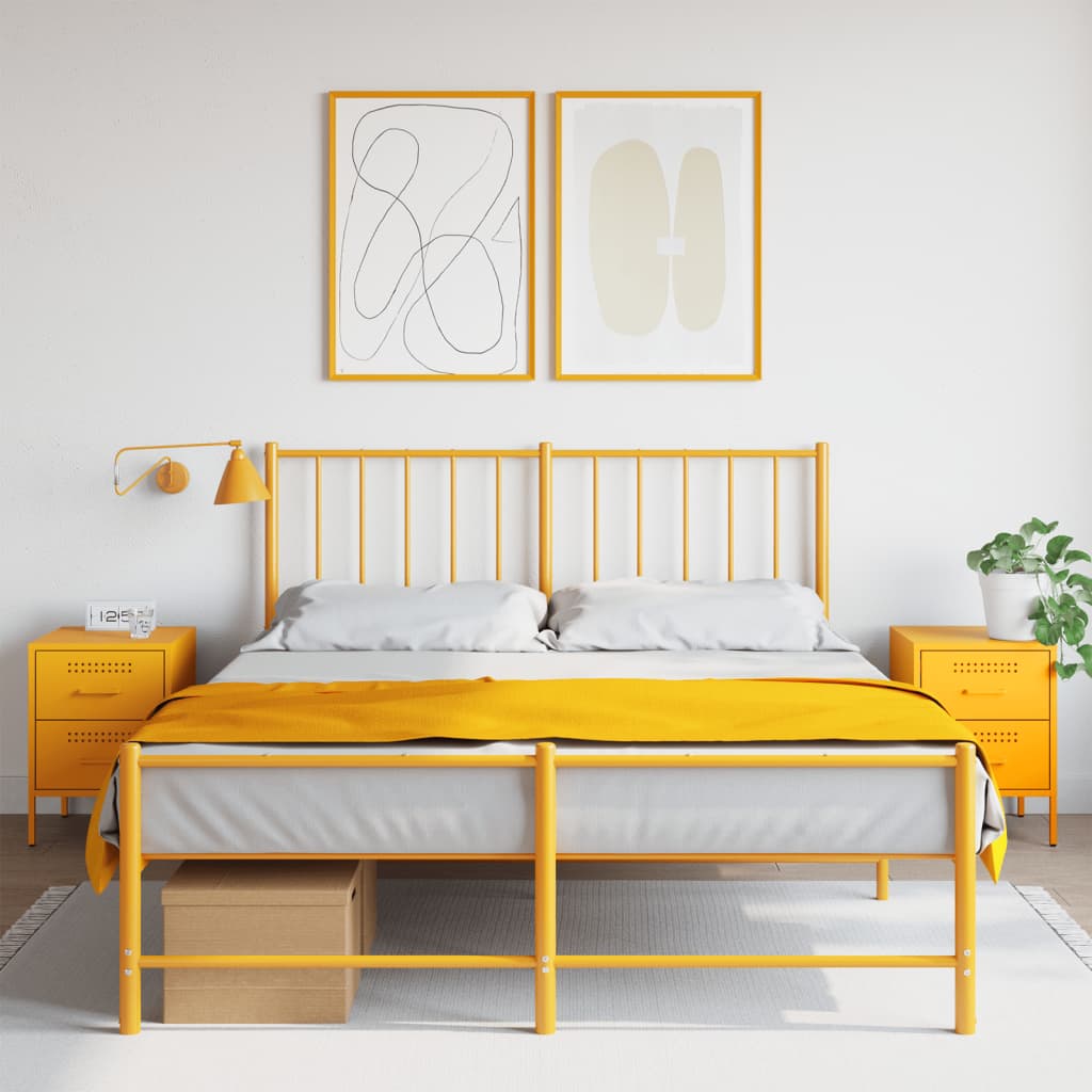 Tables de chevet 2 pcs. Jaune moutarde 36x39x50,5 cm en acier