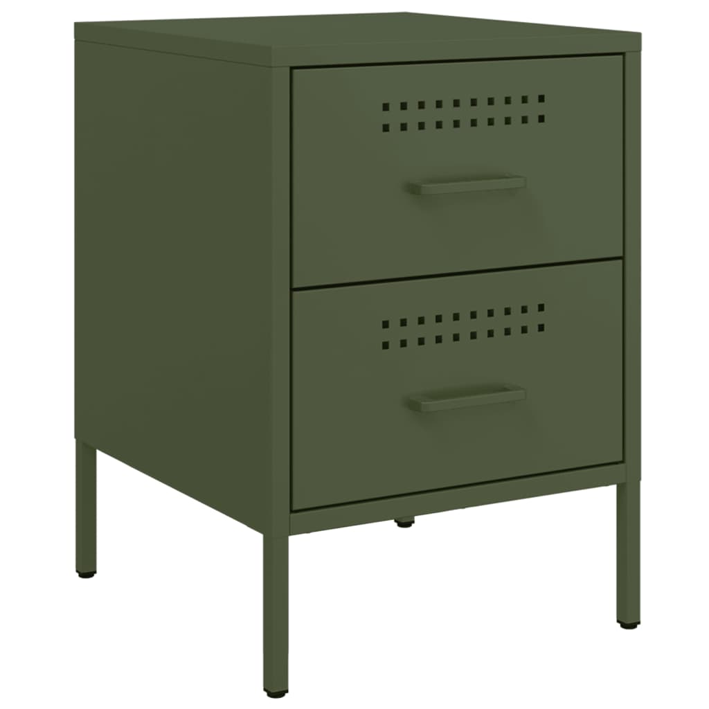 Bedside tables 2 pcs. Olive green 36x39x50.5 cm steel