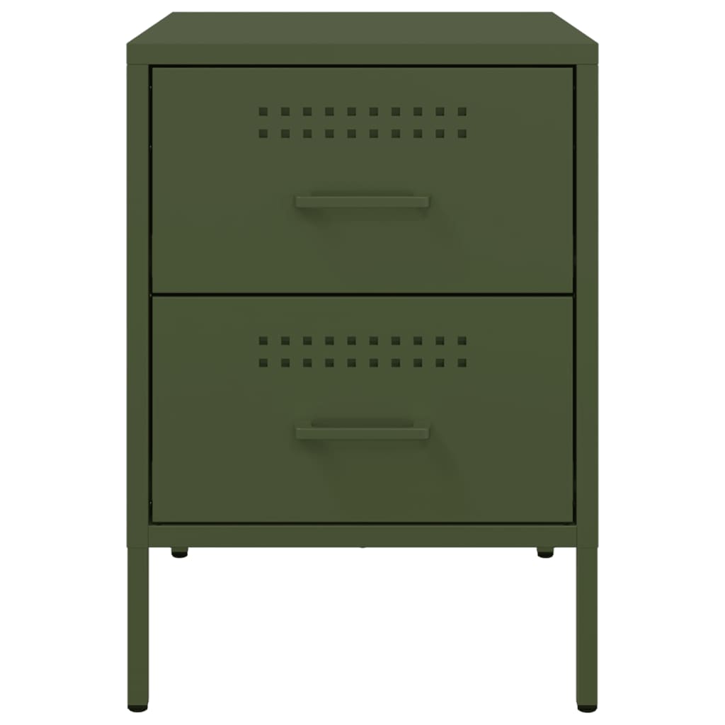 Bedside tables 2 pcs. Olive green 36x39x50.5 cm steel