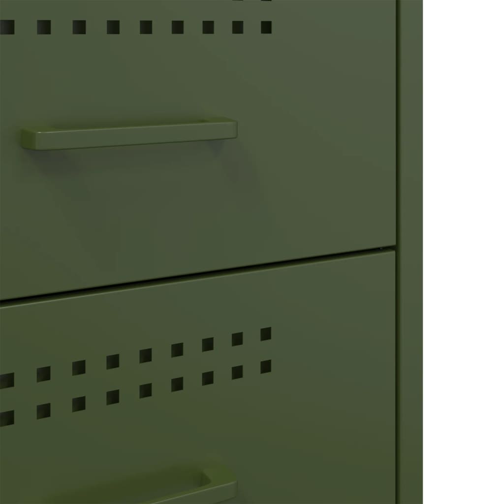 Bedside tables 2 pcs. Olive green 36x39x50.5 cm steel