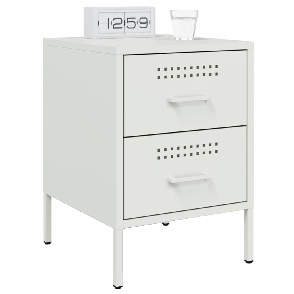 Tables de chevet 2 pcs. Blanc 36x39x50,5 cm en acier