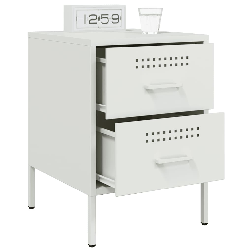 Tables de chevet 2 pcs. Blanc 36x39x50,5 cm en acier