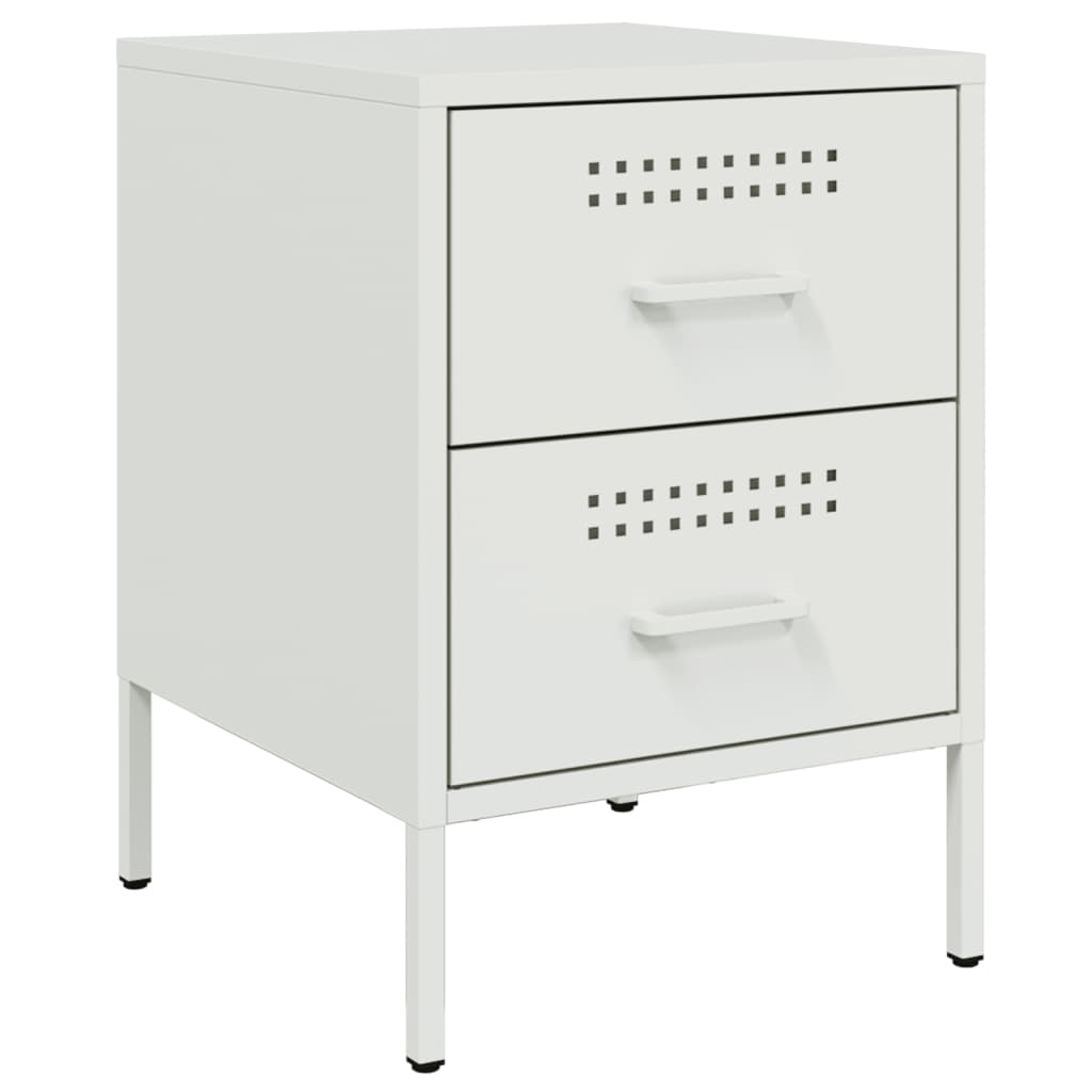 Tables de chevet 2 pcs. Blanc 36x39x50,5 cm en acier