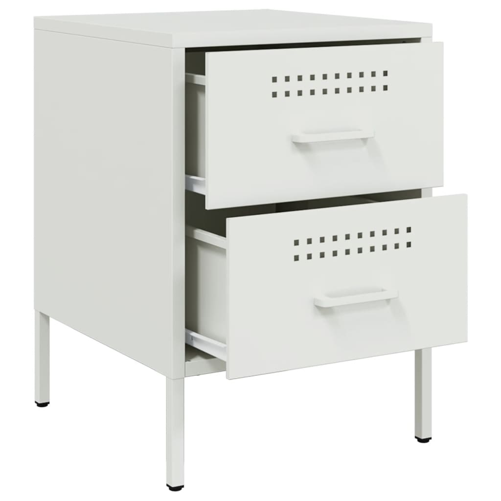 Tables de chevet 2 pcs. Blanc 36x39x50,5 cm en acier