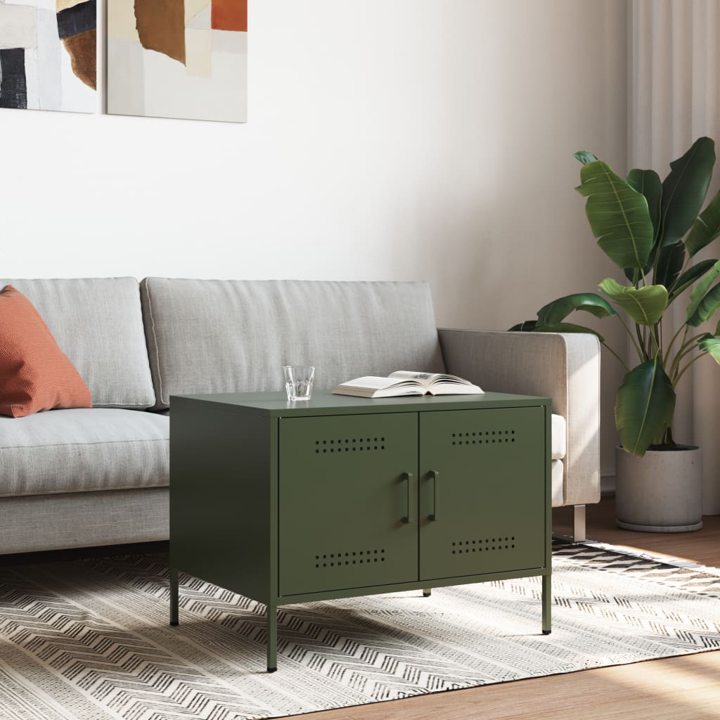 Coffee Table Olive Green 68x50x50.5 cm Steel