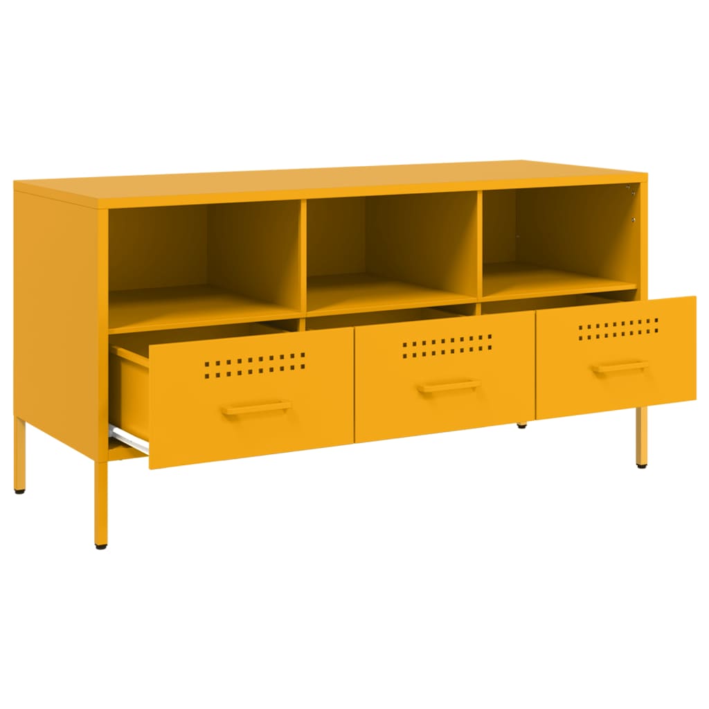 Meuble TV jaune moutarde 100,5x39x50,5 cm en acier