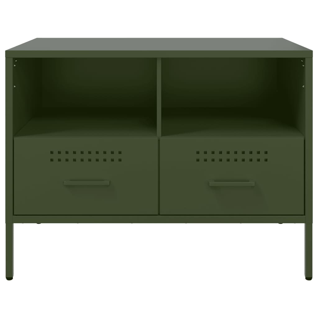 Meuble TV vert olive 68x39x50,5 cm en acier