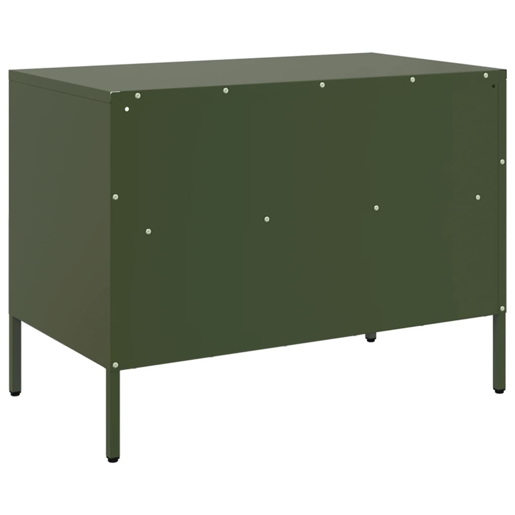 Meuble TV vert olive 68x39x50,5 cm en acier
