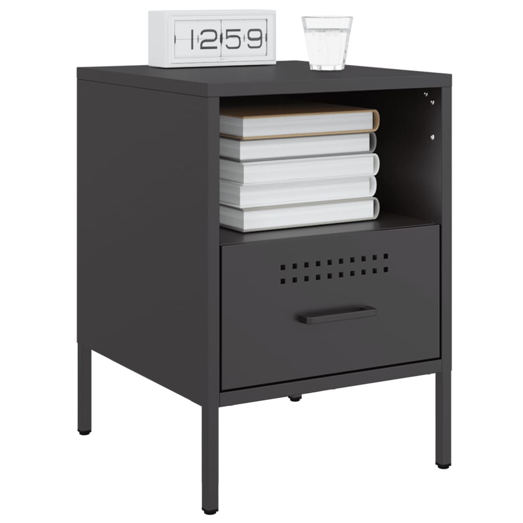 Tables de chevet 2 pcs. Noir 36x39x50,5 cm en acier