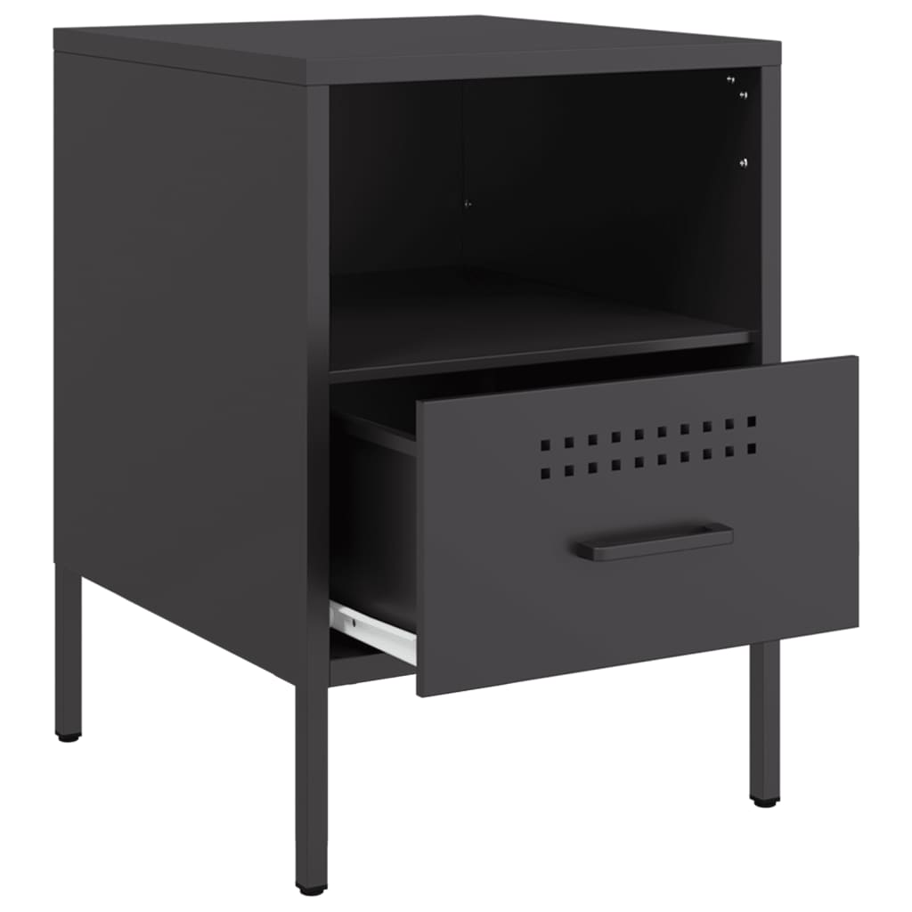Tables de chevet 2 pcs. Noir 36x39x50,5 cm en acier