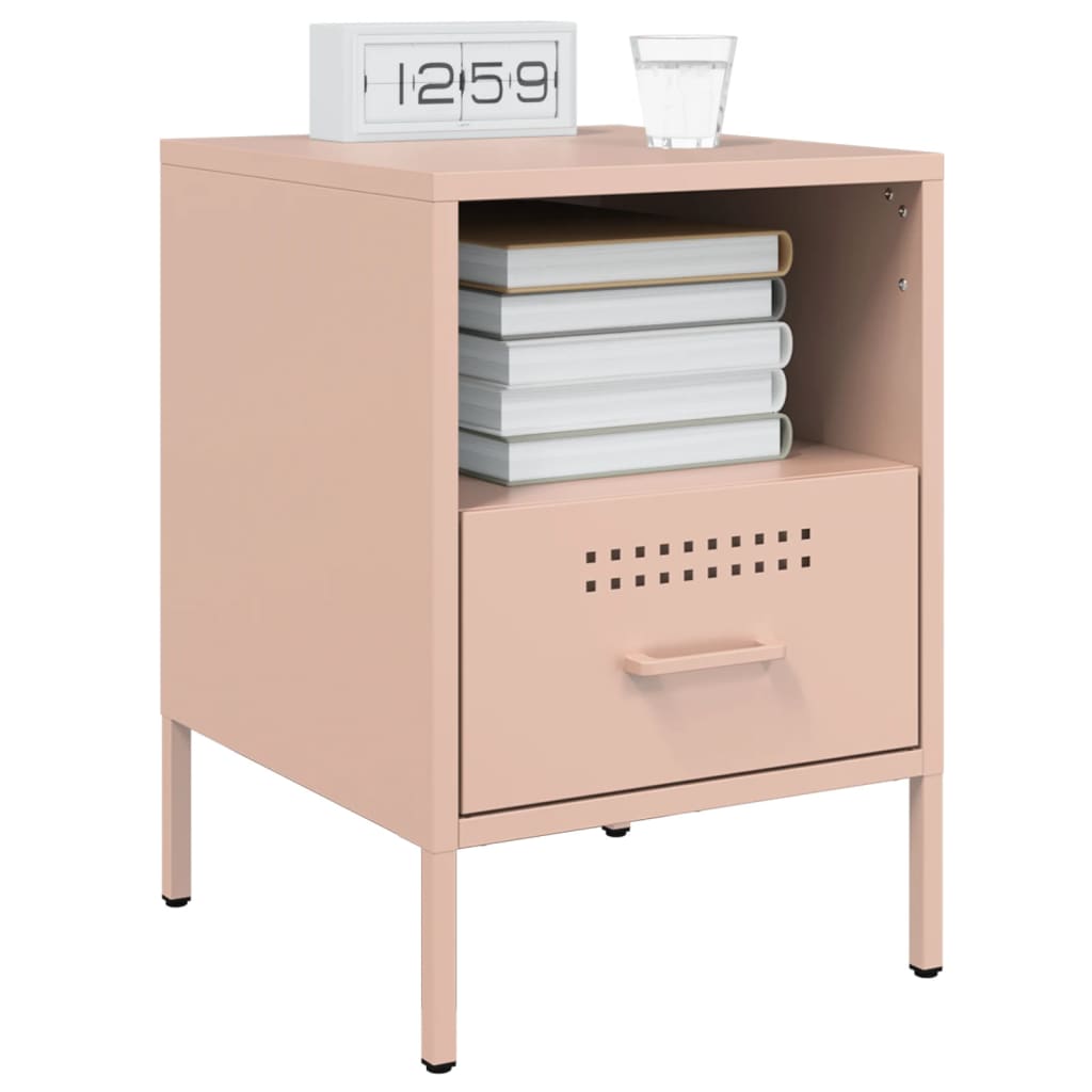 Bedside Table Pink 36x39x50.5 cm Steel