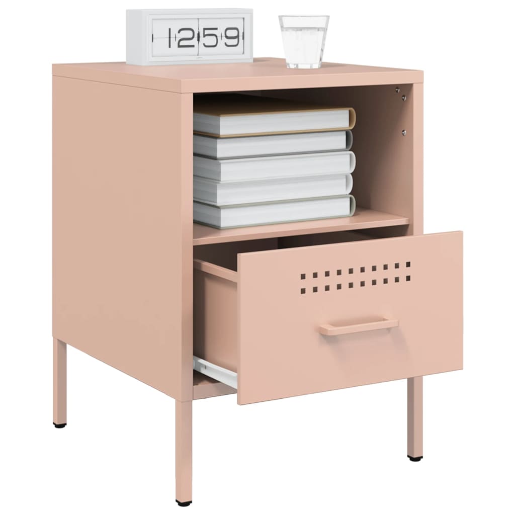 Bedside Table Pink 36x39x50.5 cm Steel