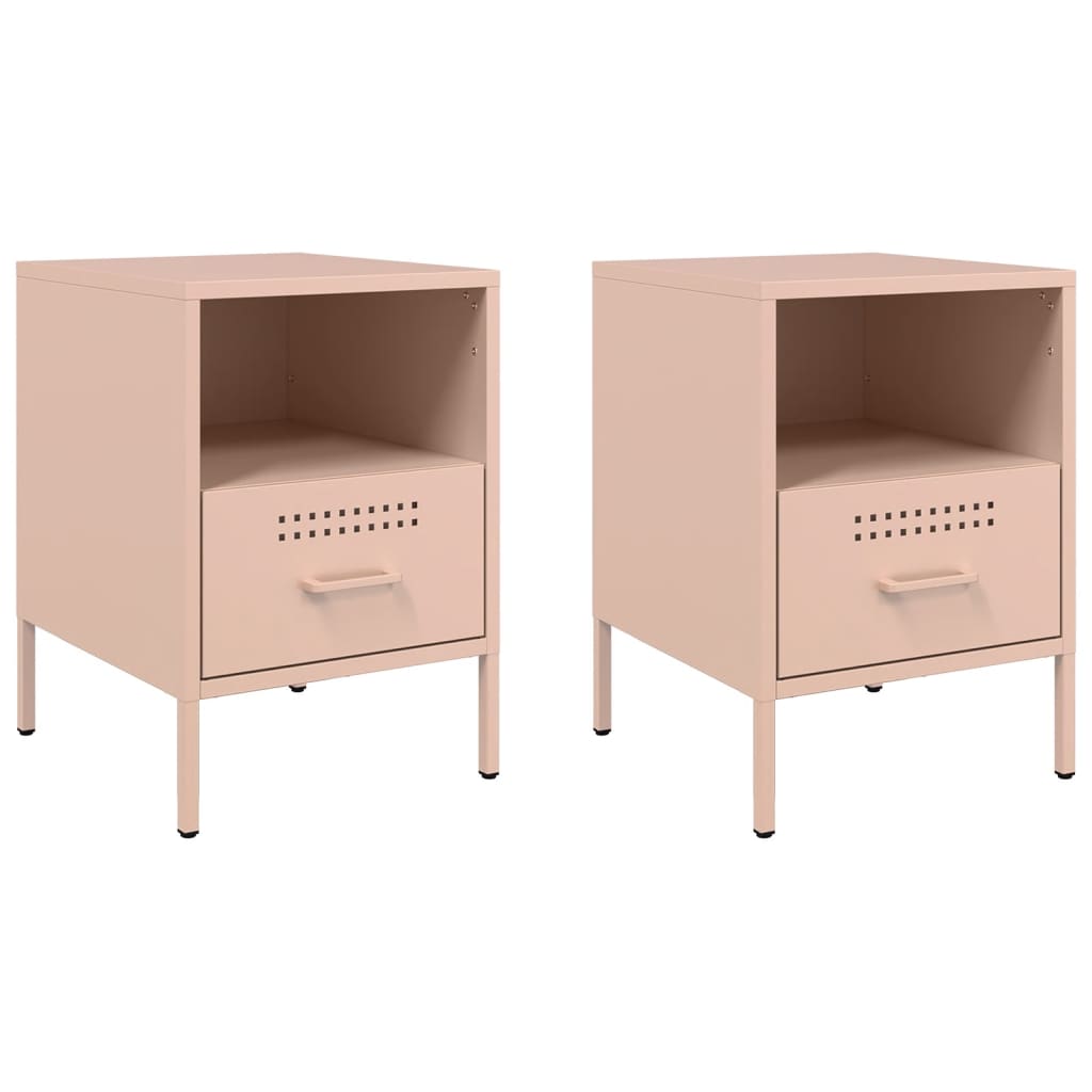 Tables de chevet 2 pcs Rose 36x39x50,5 cm en acier