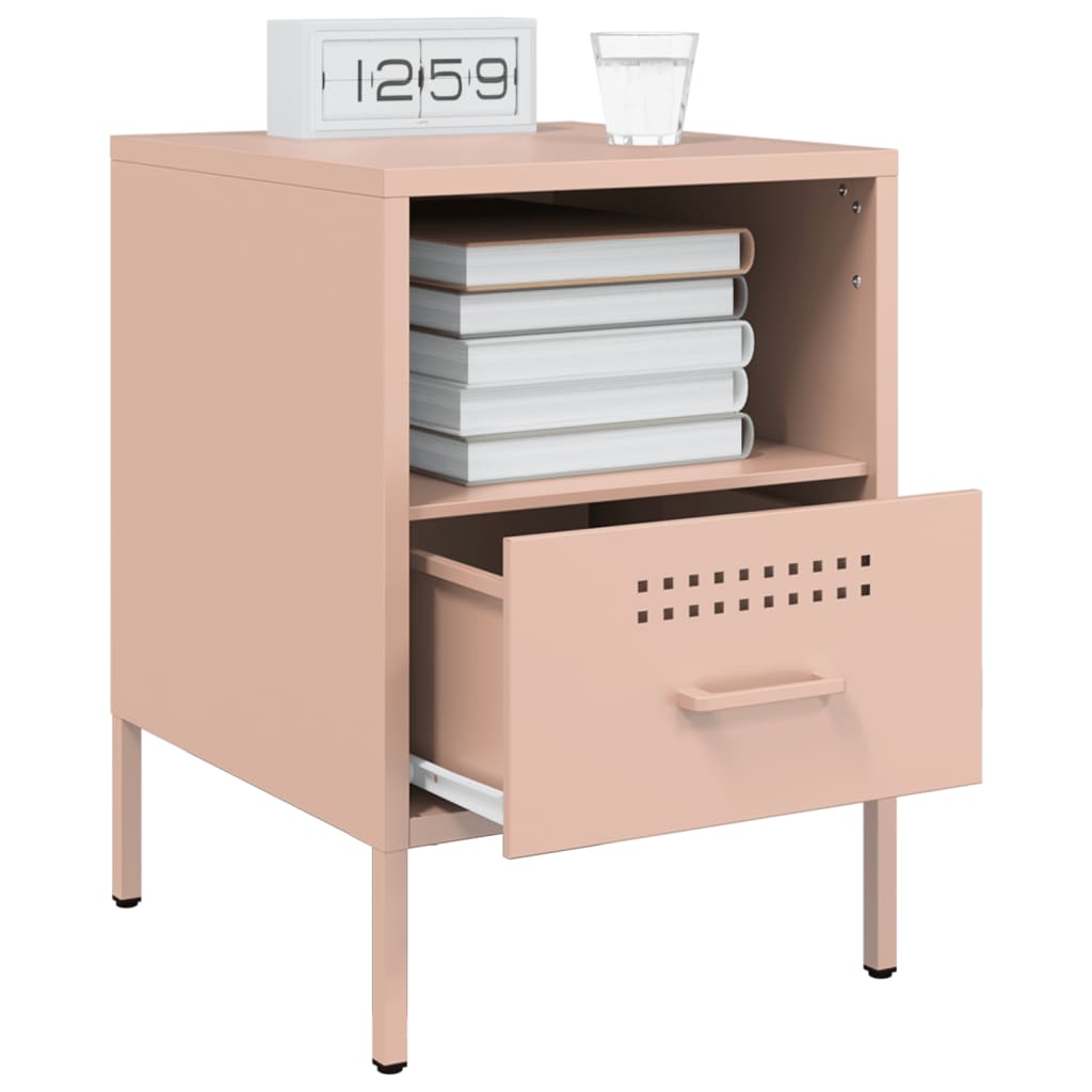 Tables de chevet 2 pcs Rose 36x39x50,5 cm en acier