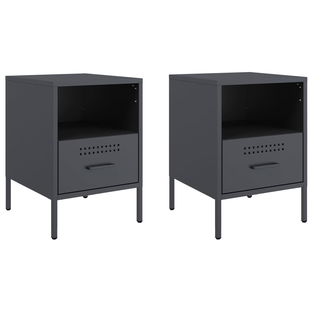 Bedside tables 2 pcs. Anthracite 36x39x50.5 cm steel
