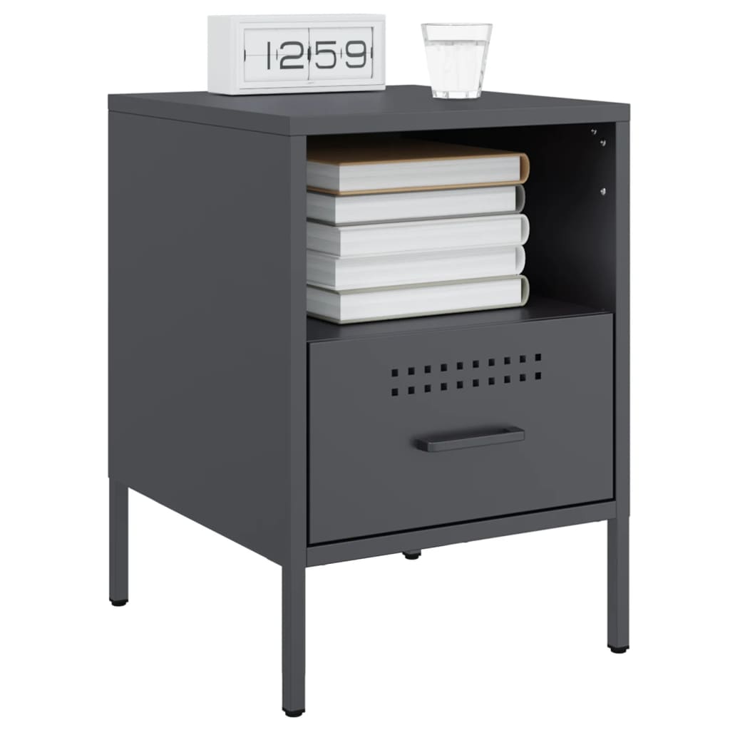 Bedside tables 2 pcs. Anthracite 36x39x50.5 cm steel