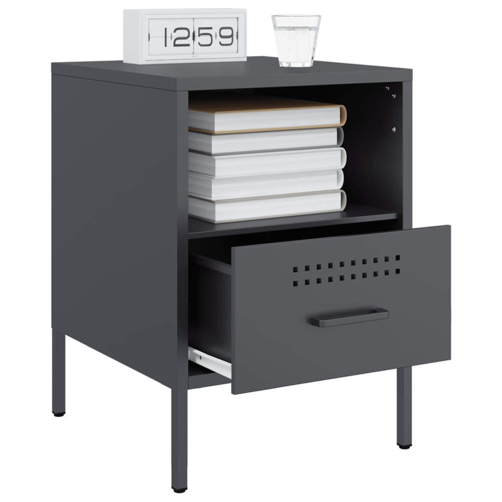 Bedside tables 2 pcs. Anthracite 36x39x50.5 cm steel