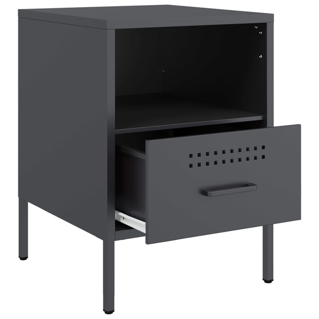 Bedside tables 2 pcs. Anthracite 36x39x50.5 cm steel