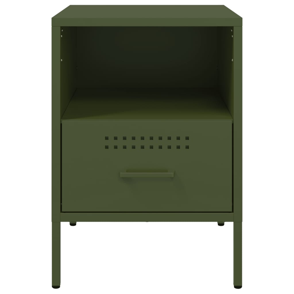 Bedside tables 2 pcs. Olive green 36x39x50.5 cm steel