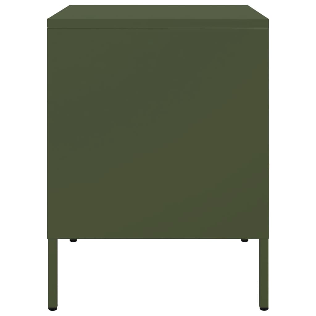 Bedside tables 2 pcs. Olive green 36x39x50.5 cm steel
