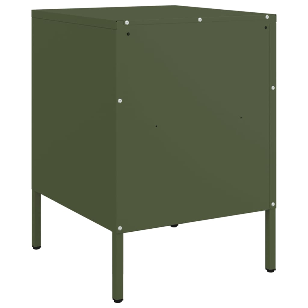 Bedside tables 2 pcs. Olive green 36x39x50.5 cm steel