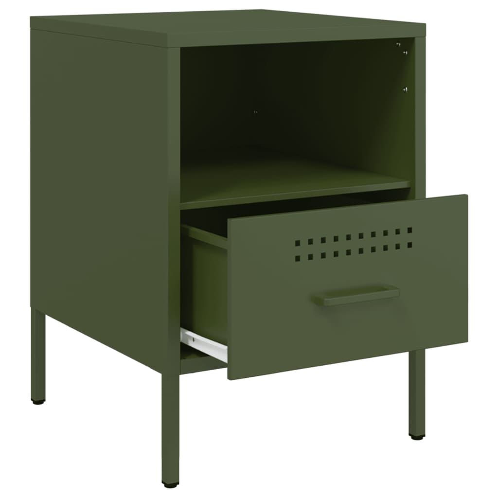 Bedside tables 2 pcs. Olive green 36x39x50.5 cm steel