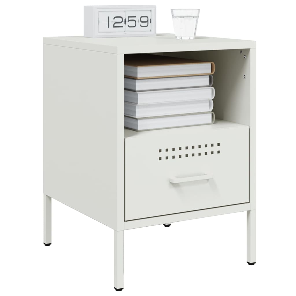 Tables de chevet 2 pcs. Blanc 36x39x50,5 cm en acier