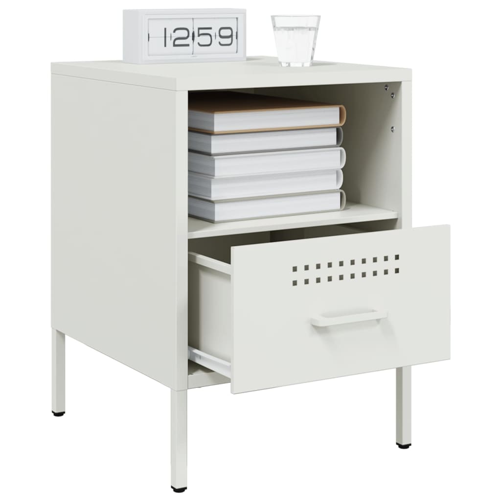 Tables de chevet 2 pcs. Blanc 36x39x50,5 cm en acier