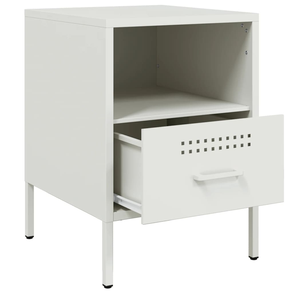 Tables de chevet 2 pcs. Blanc 36x39x50,5 cm en acier