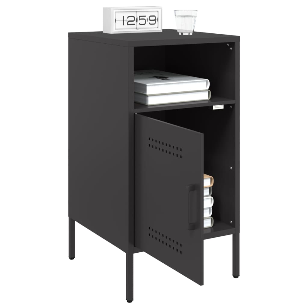 Bedside Table Black 36x39x68 cm Steel