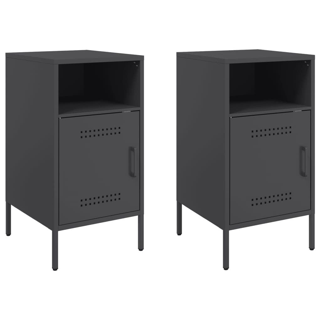Tables de chevet 2 pcs. Acier noir 36x39x68 cm