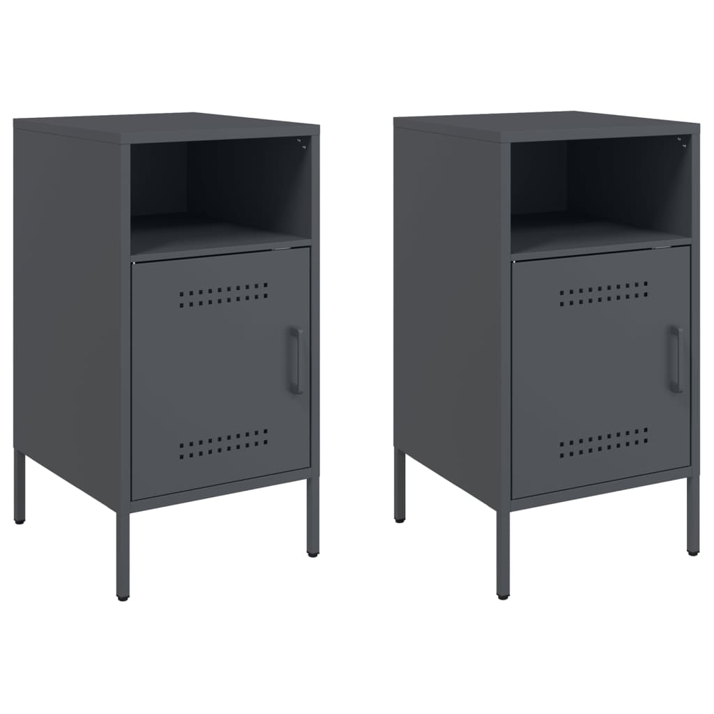 Bedside tables 2 pcs. Anthracite 36x39x68 cm steel
