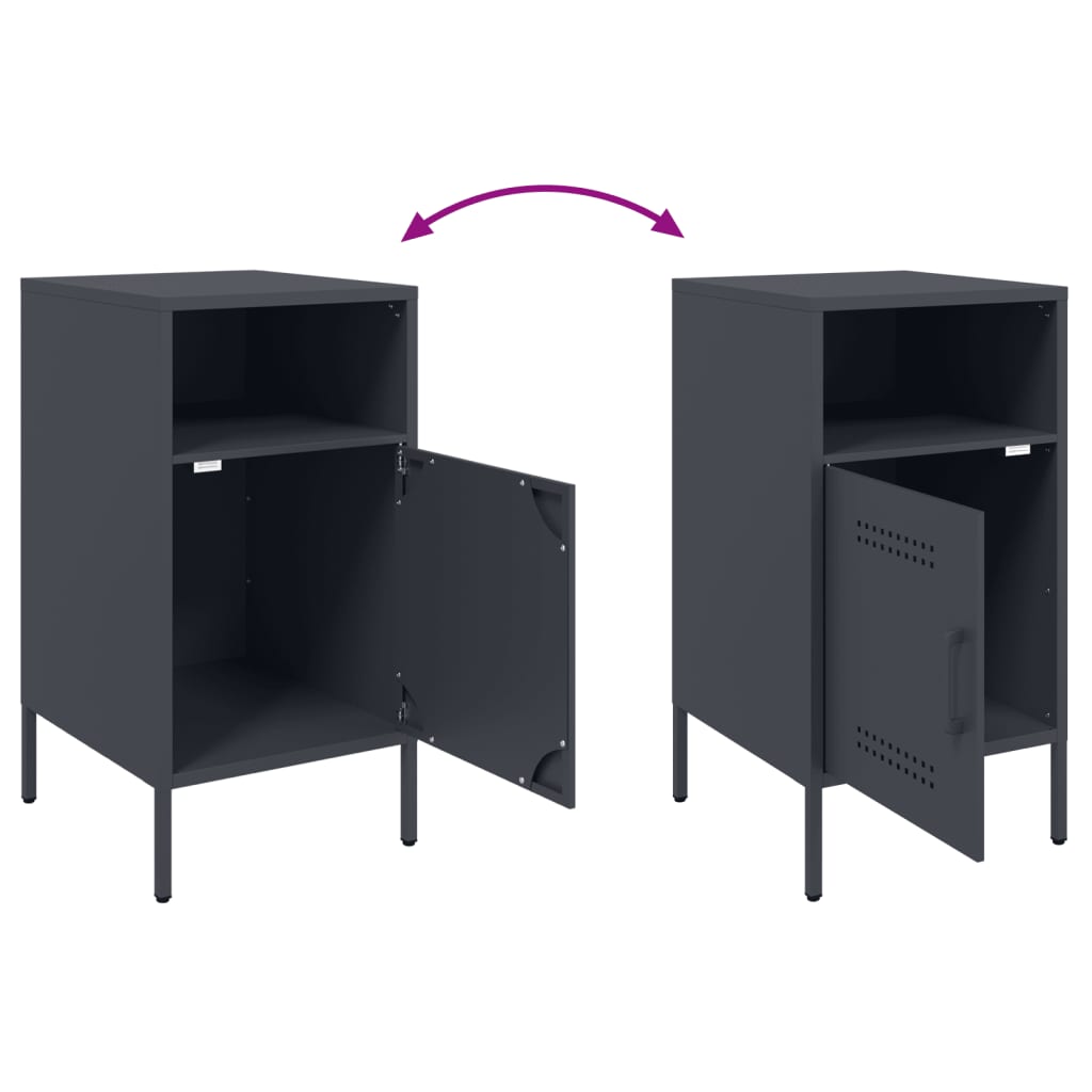 Bedside tables 2 pcs. Anthracite 36x39x68 cm steel