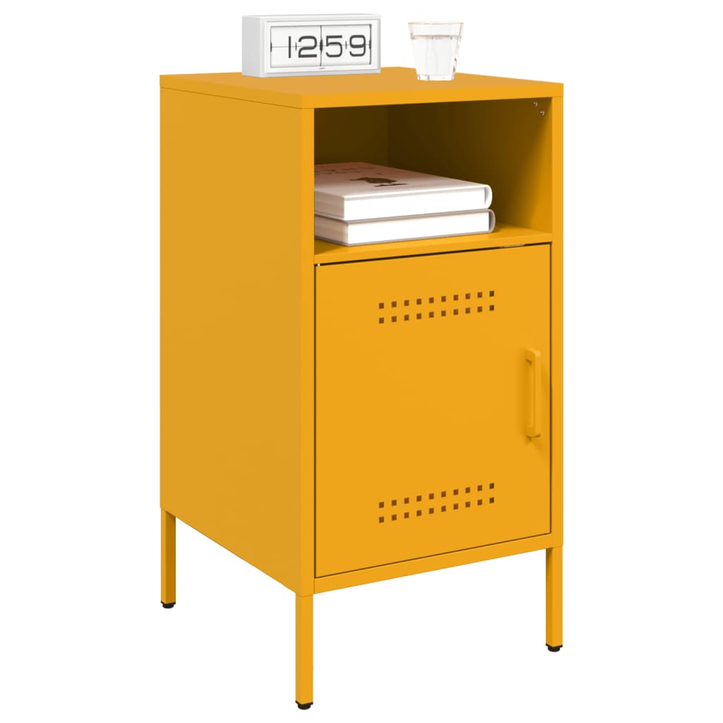 Tables de chevet 2 pcs. Jaune moutarde 36x39x68 cm en acier