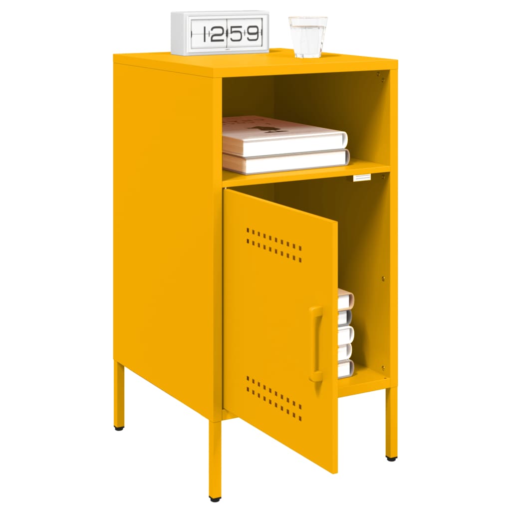 Tables de chevet 2 pcs. Jaune moutarde 36x39x68 cm en acier