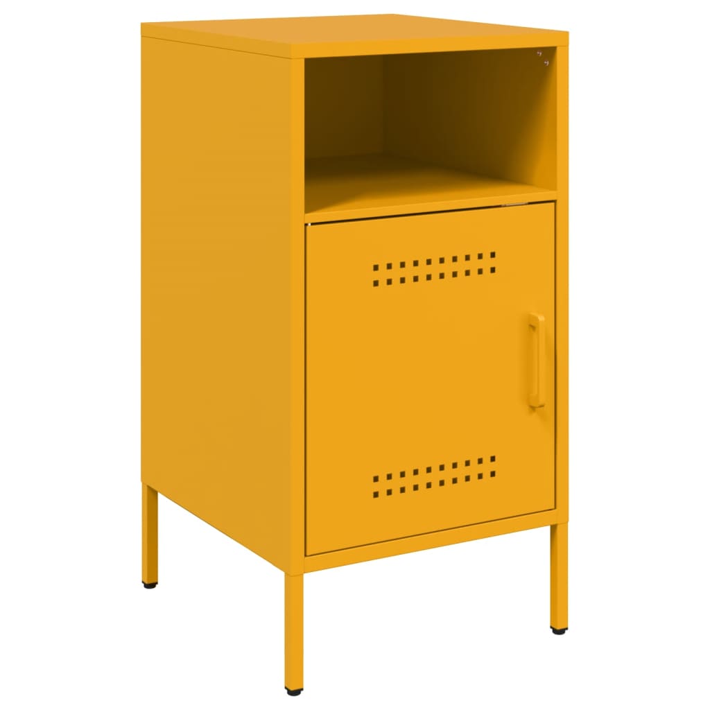 Tables de chevet 2 pcs. Jaune moutarde 36x39x68 cm en acier