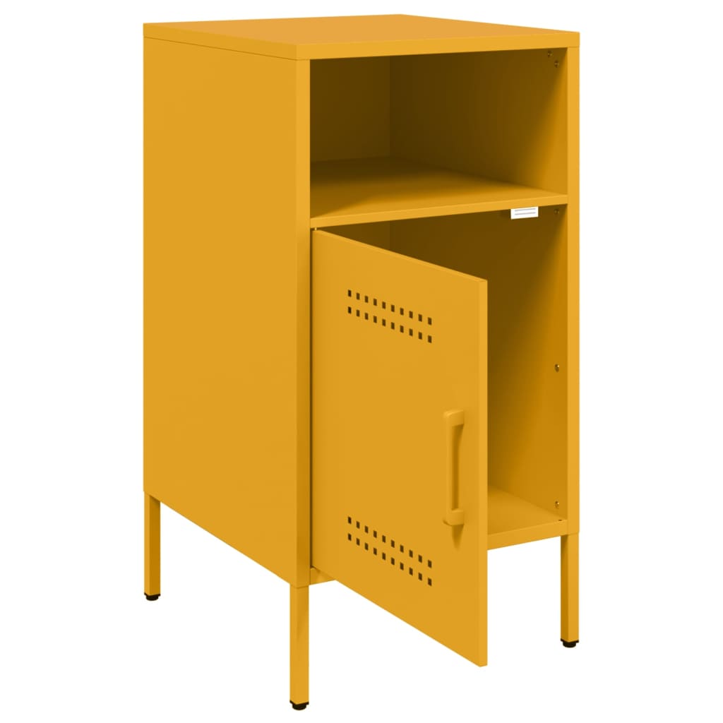 Tables de chevet 2 pcs. Jaune moutarde 36x39x68 cm en acier