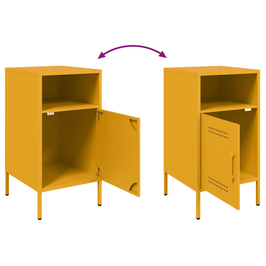 Tables de chevet 2 pcs. Jaune moutarde 36x39x68 cm en acier