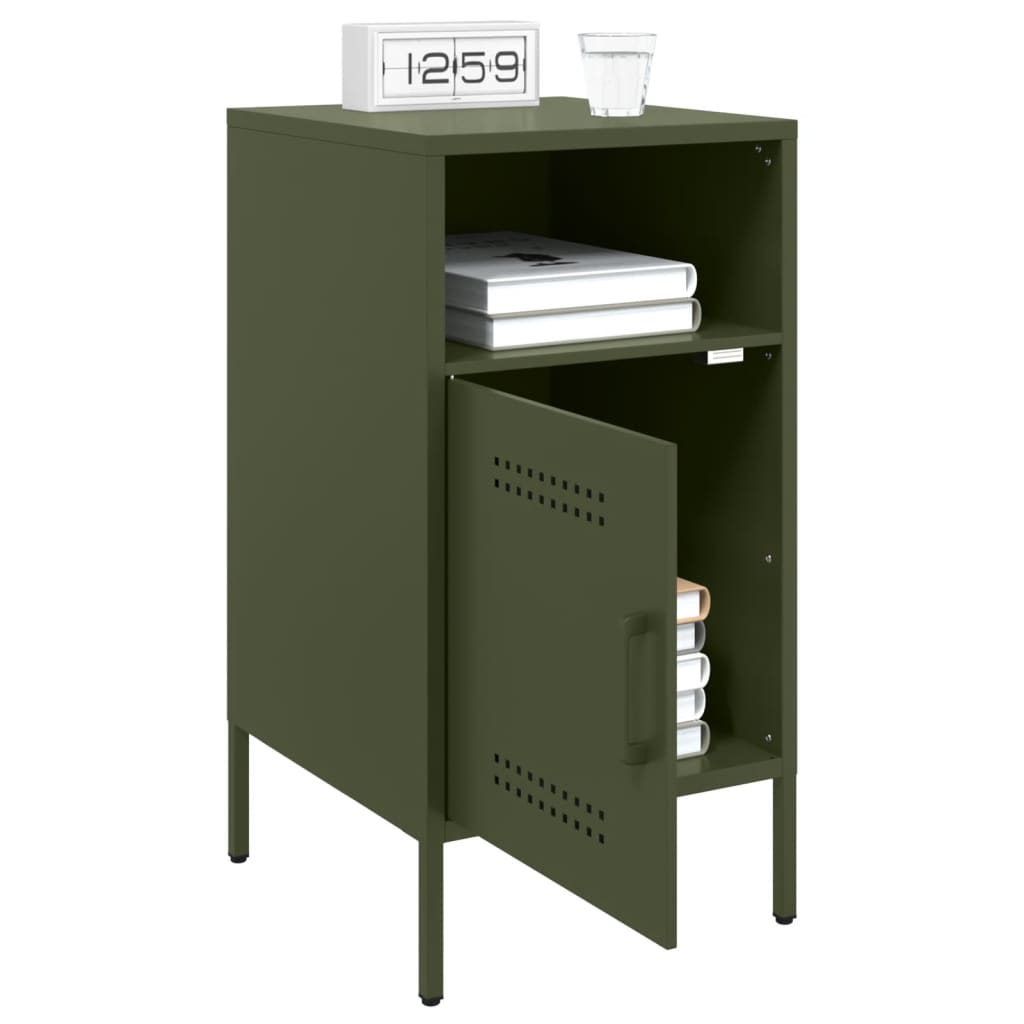Bedside tables 2 pcs. Olive green 36x39x68 cm steel