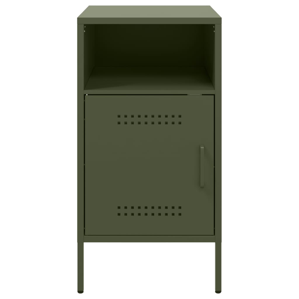 Bedside tables 2 pcs. Olive green 36x39x68 cm steel