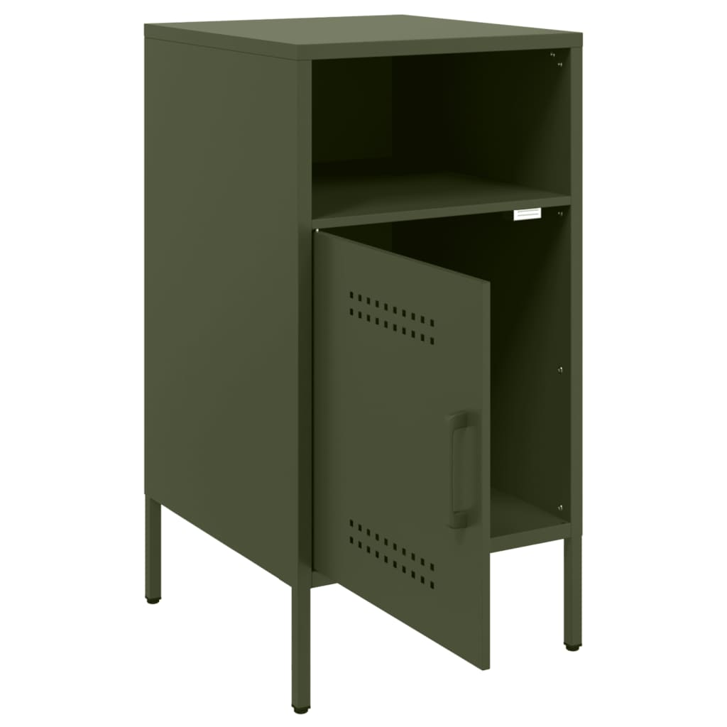 Bedside tables 2 pcs. Olive green 36x39x68 cm steel