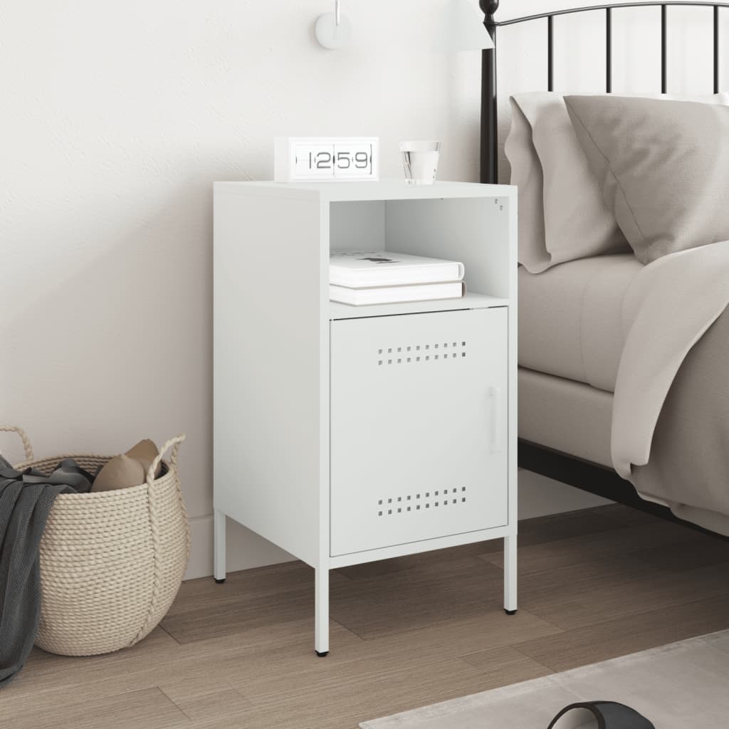 Bedside Table White 36x39x68 cm Steel