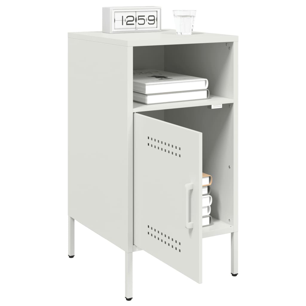 Bedside Table White 36x39x68 cm Steel