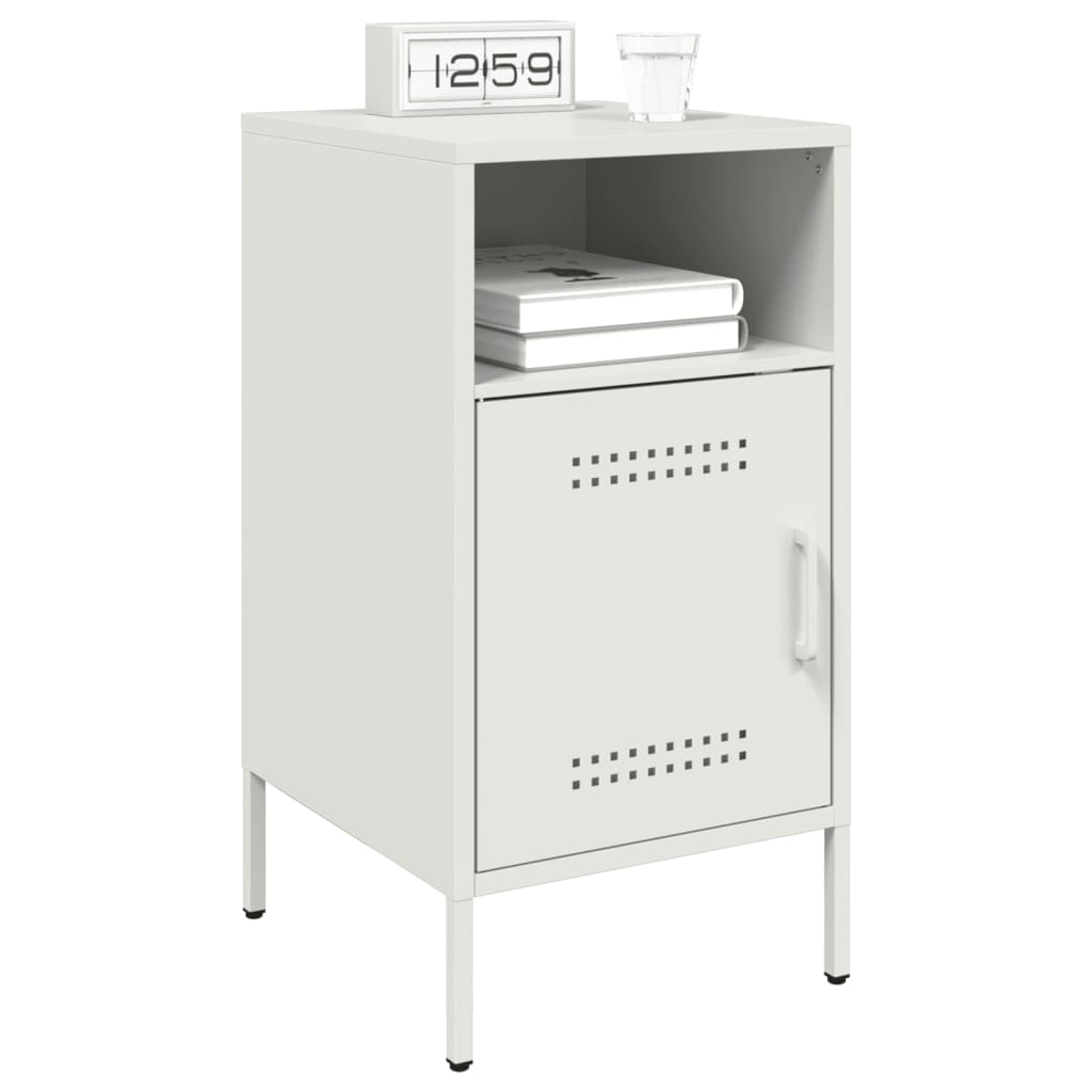 Bedside Table White 36x39x68 cm Steel